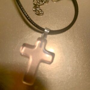 Stylish Clear Pink Cross Necklace
